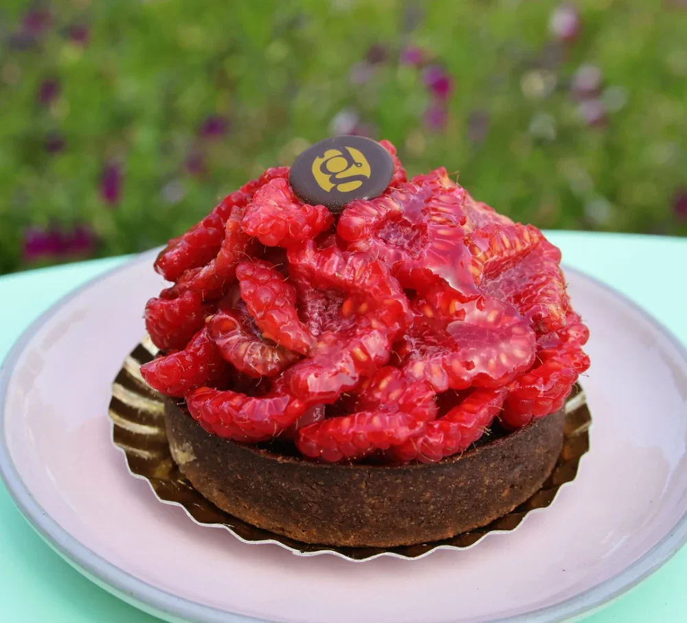 Tarte framboise chocolat noir